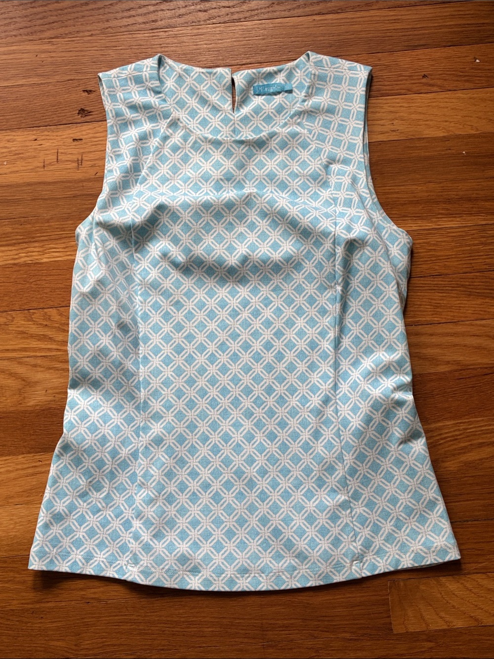 J. McLaughlin Light Blue Geo Print Tank Top size XS